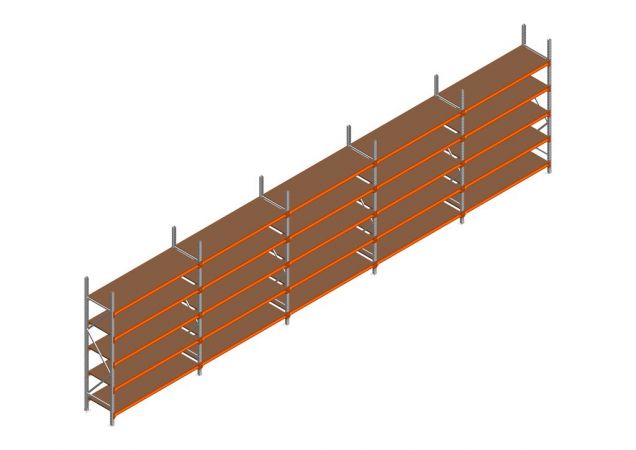 Voordeelrij MP Grootvakstelling 2500x7800x600 hxbxd 5 niveaus RAL2004/Verzinkt 500kg