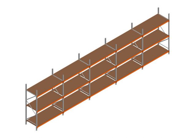 Voordeelrij MP Grootvakstelling 2500x7800x800 hxbxd 3 niveaus RAL2004/Verzinkt 500kg