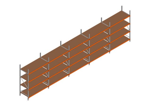 Voordeelrij MP Grootvakstelling 2500x7800x800 hxbxd 4 niveaus RAL2004/Verzinkt 500kg