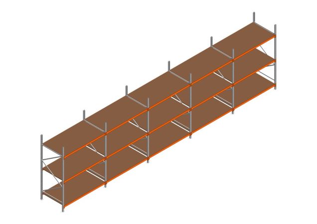 Voordeelrij MP Grootvakstelling 2500x7800x1000 hxbxd 3 niveaus RAL2004/Verzinkt 500kg