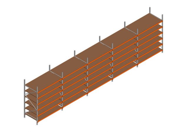 Voordeelrij MP Grootvakstelling 2500x7800x1000 hxbxd 6 niveaus RAL2004/Verzinkt 500kg