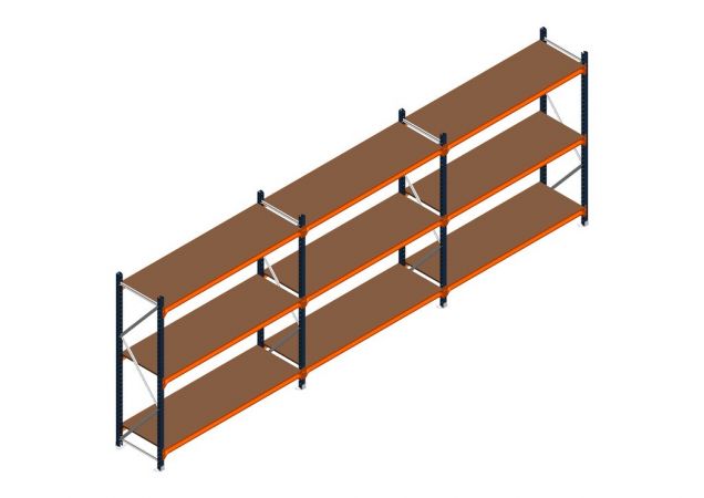 Voordeelrij MP Grootvakstelling 2000x4700x600 hxbxd 3 niveaus RAL2004/5003/Verzinkt 500kg