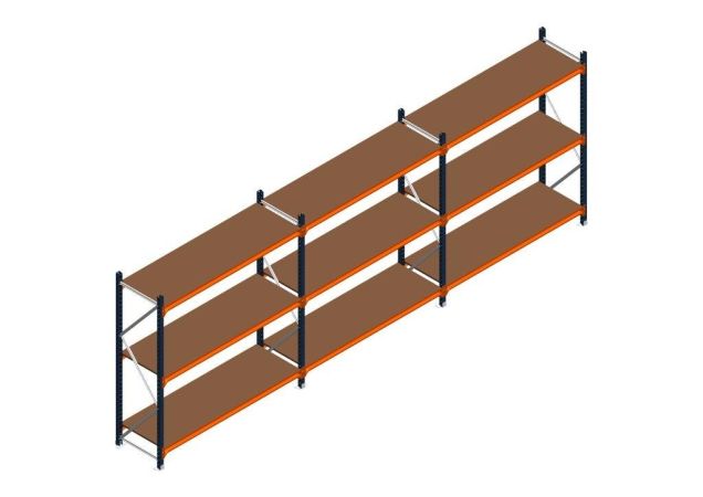 Voordeelrij MP Grootvakstelling 2000x5750x600 hxbxd 3 niveaus RAL2004/5003/Verzinkt 400kg