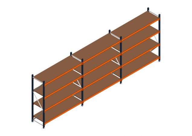Voordeelrij MP Grootvakstelling 2000x4700x600 hxbxd 4 niveaus RAL2004/5003/Verzinkt 500kg