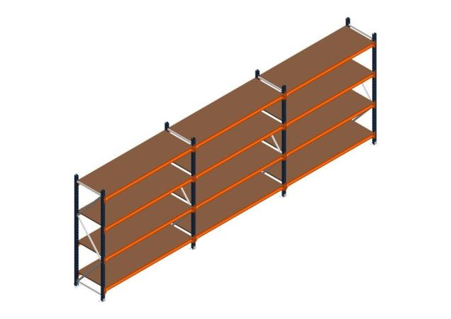 Voordeelrij MP Grootvakstelling 2000x5750x600 hxbxd 4 niveaus RAL2004/5003/Verzinkt 400kg