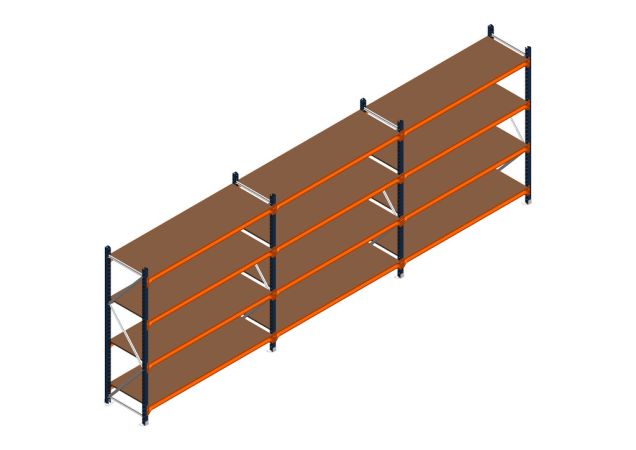 Voordeelrij MP Grootvakstelling 2000x4700x600 hxbxd 4 niveaus RAL2004/5003/Verzinkt 500kg