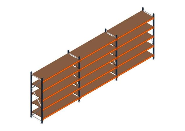 Voordeelrij MP Grootvakstelling 2000x5750x600 hxbxd 5 niveaus RAL2004/5003/Verzinkt 400kg
