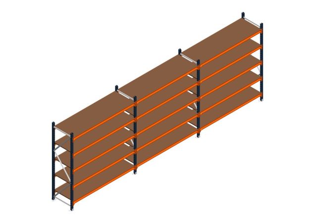Voordeelrij MP Grootvakstelling 2000x4700x600 hxbxd 5 niveaus RAL2004/5003/Verzinkt 500kg