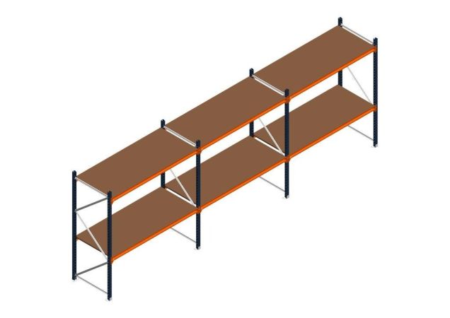 Voordeelrij MP Grootvakstelling 2000x5750x800 hxbxd 2 niveaus RAL2004/5003/Verzinkt 400kg