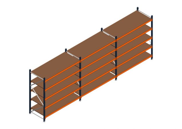 Voordeelrij MP Grootvakstelling 2000x4700x800 hxbxd 5 niveaus RAL2004/5003/Verzinkt 500kg