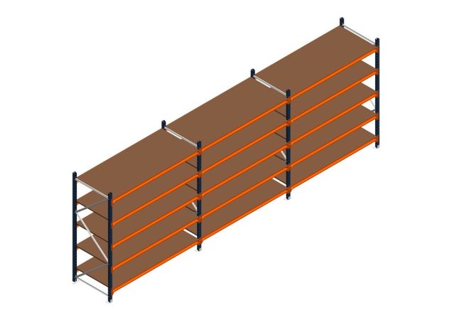 Voordeelrij MP Grootvakstelling 2000x4700x800 hxbxd 5 niveaus RAL2004/5003/Verzinkt 500kg