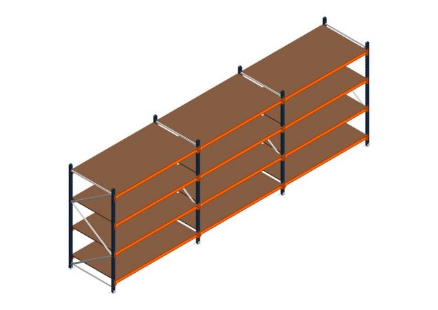 Voordeelrij MP Grootvakstelling 2000x4700x1000 hxbxd 4 niveaus RAL2004/5003/Verzinkt 500kg