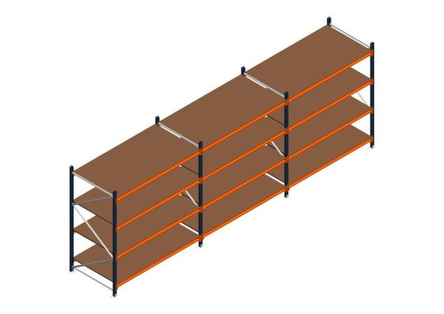 Voordeelrij MP Grootvakstelling 2000x5750x1000 hxbxd 4 niveaus RAL2004/5003/Verzinkt 400kg