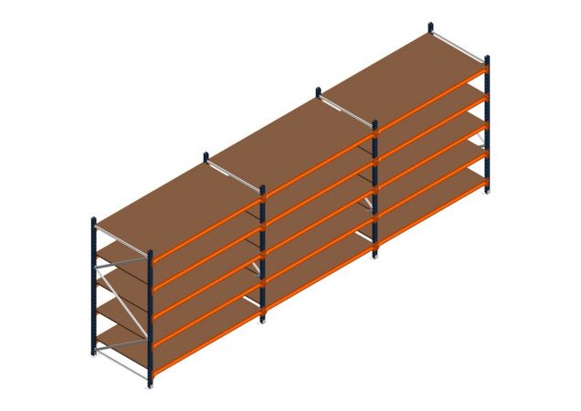 Voordeelrij MP Grootvakstelling 2000x4700x1000 hxbxd 5 niveaus RAL2004/5003/Verzinkt 500kg