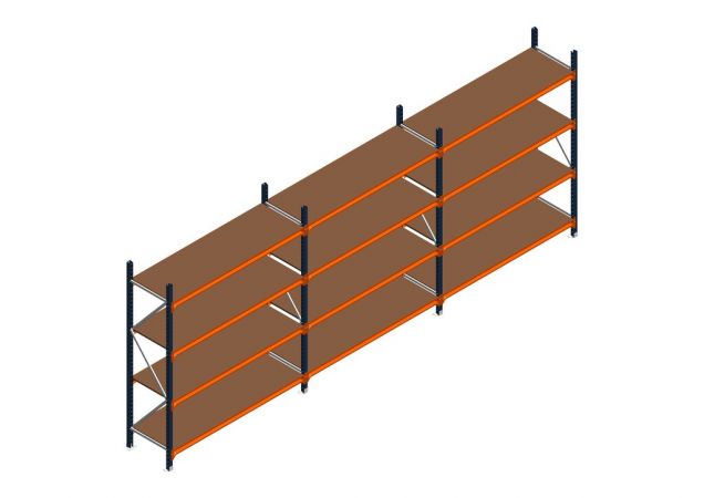 Voordeelrij MP Grootvakstelling 2250x4700x600 hxbxd 4 niveaus RAL2004/5003/Verzinkt 500kg