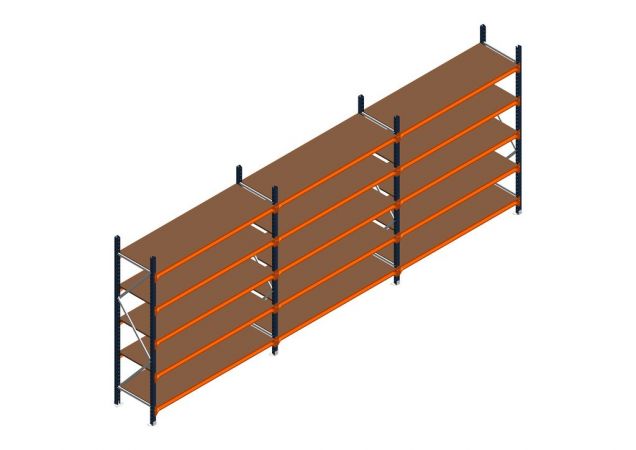 Voordeelrij MP Grootvakstelling 2250x4700x600 hxbxd 5 niveaus RAL2004/5003/Verzinkt 500kg