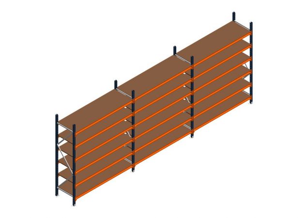 Voordeelrij MP Grootvakstelling 2250x4700x600 hxbxd 6 niveaus RAL2004/5003/Verzinkt 500kg