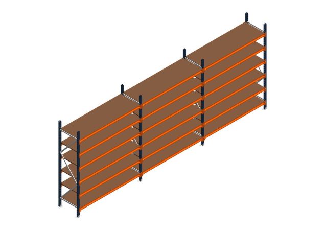 Voordeelrij MP Grootvakstelling 2250x4700x600 hxbxd 6 niveaus RAL2004/5003/Verzinkt 500kg