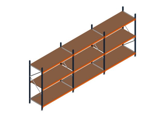 Voordeelrij MP Grootvakstelling 2250x4700x800 hxbxd 3 niveaus RAL2004/5003/Verzinkt 500kg