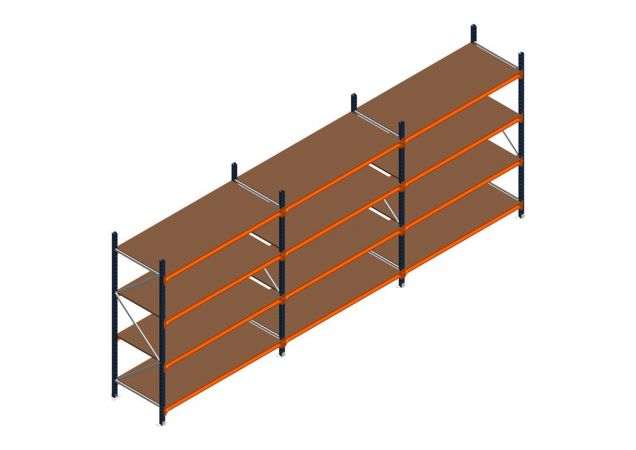 Voordeelrij MP Grootvakstelling 2250x4700x800 hxbxd 4 niveaus RAL2004/5003/Verzinkt 500kg