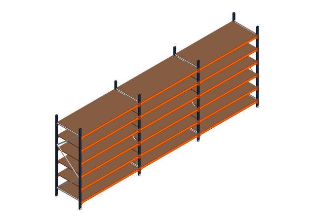 Voordeelrij MP Grootvakstelling 2250x4700x800 hxbxd 6 niveaus RAL2004/5003/Verzinkt 500kg