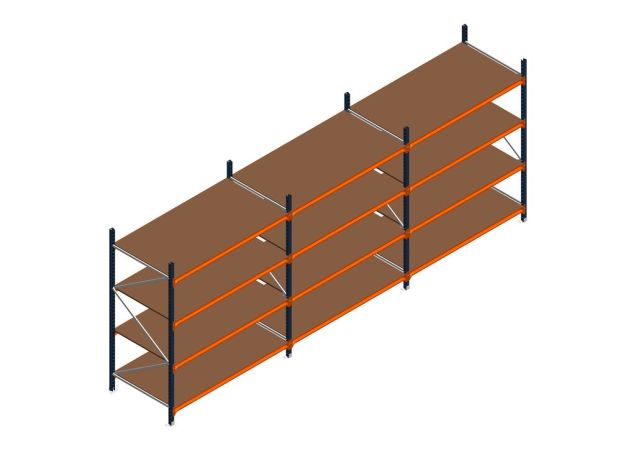 Voordeelrij MP Grootvakstelling 2250x4700x1000 hxbxd 4 niveaus RAL2004/5003/Verzinkt 500kg