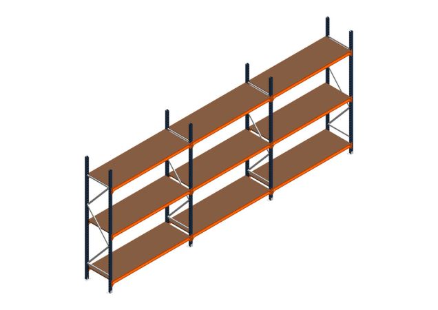 Voordeelrij MP Grootvakstelling 2500x4700x600 hxbxd 3 niveaus RAL2004/5003/Verzinkt 500kg