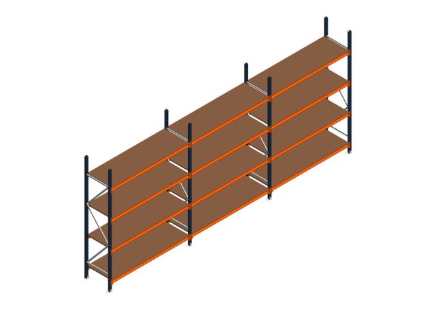 Voordeelrij MP Grootvakstelling 2500x4700x600 hxbxd 4 niveaus RAL2004/5003/Verzinkt 500kg