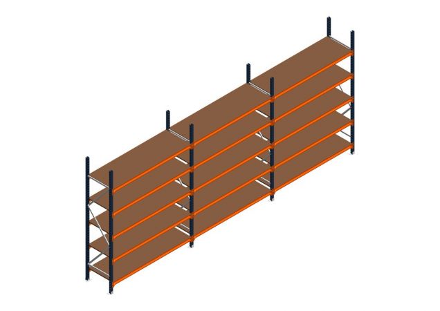 Voordeelrij MP Grootvakstelling 2500x4700x600 hxbxd 5 niveaus RAL2004/5003/Verzinkt 500kg