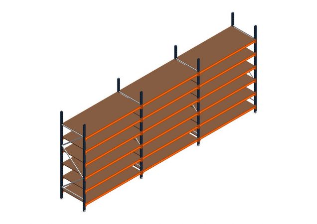 Voordeelrij MP Grootvakstelling 2500x4700x800 hxbxd 6 niveaus RAL2004/5003/Verzinkt 500kg
