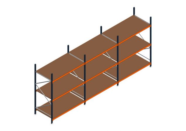 Voordeelrij MP Grootvakstelling 2500x4700x1000 hxbxd 3 niveaus RAL2004/5003/Verzinkt 500kg