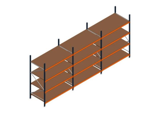 Voordeelrij MP Grootvakstelling 2500x4700x1000 hxbxd 4 niveaus RAL2004/5003/Verzinkt 500kg
