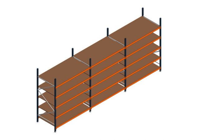 Voordeelrij MP Grootvakstelling 2500x4700x1000 hxbxd 5 niveaus RAL2004/5003/Verzinkt 500kg