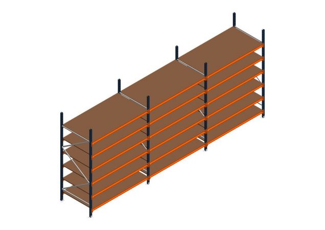 Voordeelrij MP Grootvakstelling 2500x4700x1000 hxbxd 6 niveaus RAL2004/5003/Verzinkt 500kg