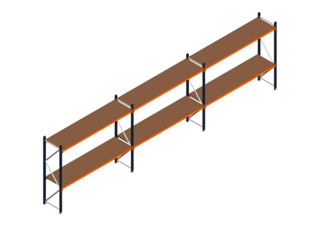 Voordeelrij MP Grootvakstelling 2000x7400x600 hxbxd 2 niveaus RAL2004/5003/Verzinkt 265kg