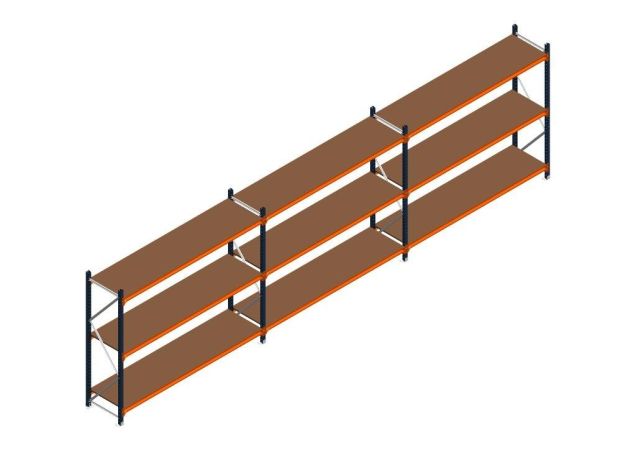 Voordeelrij MP Grootvakstelling 2000x7400x600 hxbxd 3 niveaus RAL2004/5003/Verzinkt 265kg