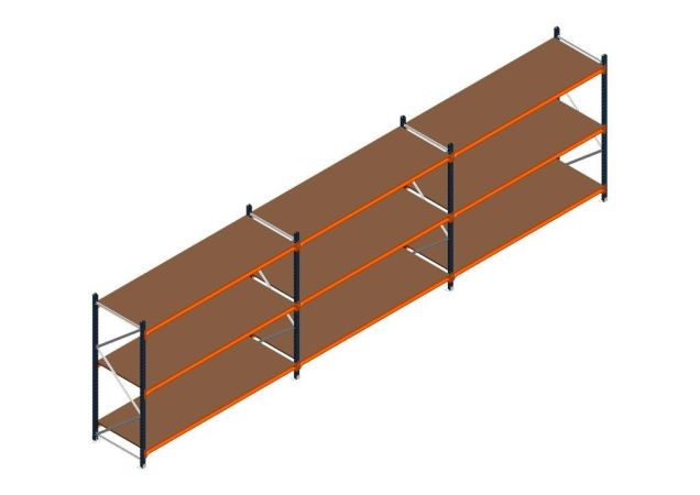Voordeelrij MP Grootvakstelling 2000x7400x800 hxbxd 3 niveaus RAL2004/5003/Verzinkt 265kg