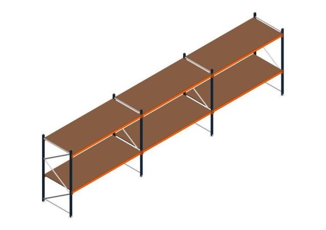 Voordeelrij MP Grootvakstelling 2000x7400x1000 hxbxd 2 niveaus RAL2004/5003/Verzinkt 265kg