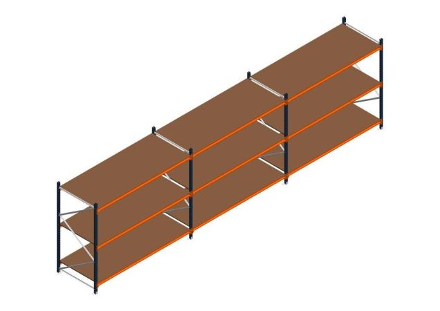 Voordeelrij MP Grootvakstelling 2000x7400x1000 hxbxd 3 niveaus RAL2004/5003/Verzinkt 265kg