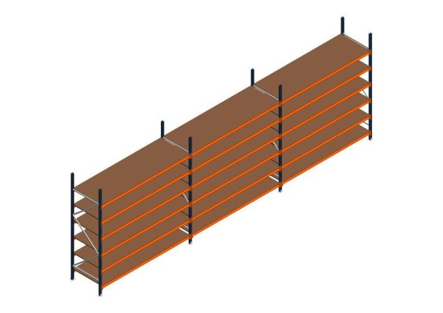 Voordeelrij MP Grootvakstelling 2500x7400x800 hxbxd 6 niveaus RAL2004/5003/Verzinkt 265kg