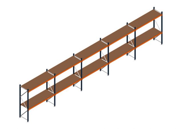 Voordeelrij MP Grootvakstelling 2000x7800x600 hxbxd 2 niveaus RAL2004/5003/Verzinkt 500kg