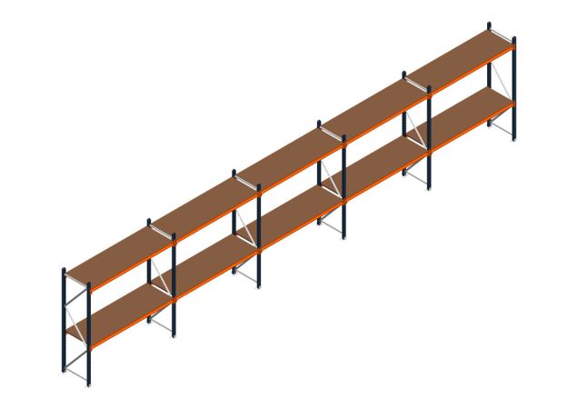 Voordeelrij MP Grootvakstelling 2000x7800x600 hxbxd 2 niveaus RAL2004/5003/Verzinkt 500kg