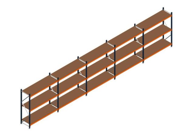 Voordeelrij MP Grootvakstelling 2000x9550x600 hxbxd 3 niveaus RAL2004/5003/Verzinkt 400kg
