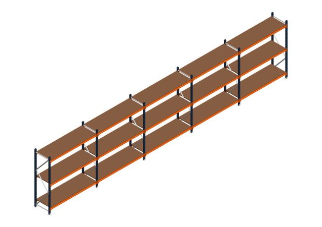 Voordeelrij MP Grootvakstelling 2000x7800x600 hxbxd 3 niveaus RAL2004/5003/Verzinkt 500kg