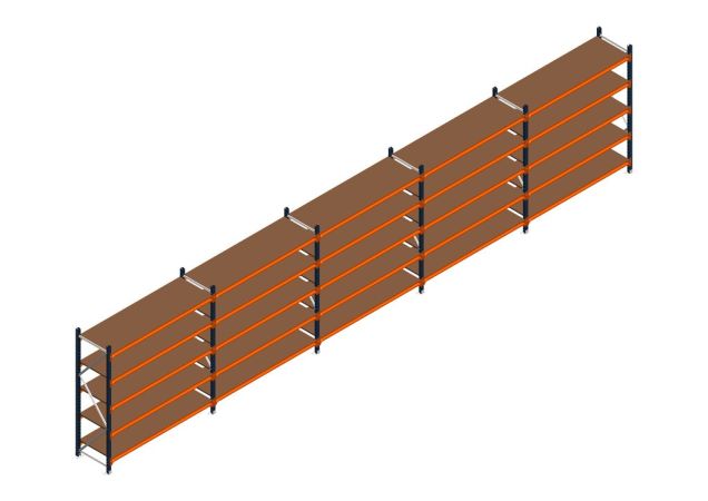 Voordeelrij MP Grootvakstelling 2000x7800x600 hxbxd 5 niveaus RAL2004/5003/Verzinkt 500kg