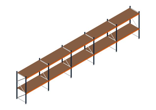 Voordeelrij MP Grootvakstelling 2000x7800x800 hxbxd 2 niveaus RAL2004/5003/Verzinkt 500kg