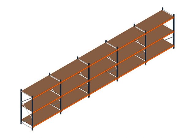 Voordeelrij MP Grootvakstelling 2000x7800x800 hxbxd 3 niveaus RAL2004/5003/Verzinkt 500kg