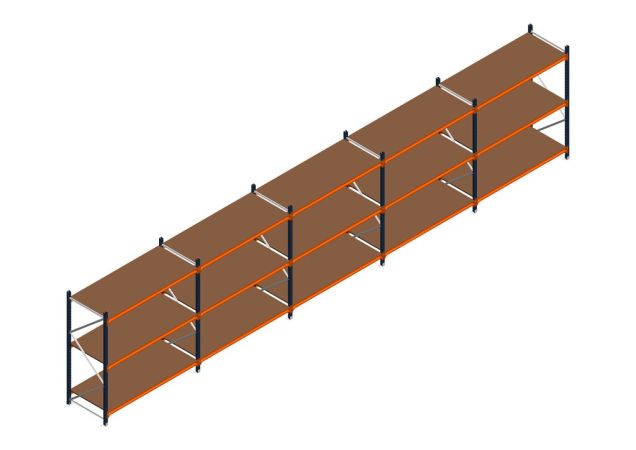 Voordeelrij MP Grootvakstelling 2000x7800x800 hxbxd 3 niveaus RAL2004/5003/Verzinkt 500kg