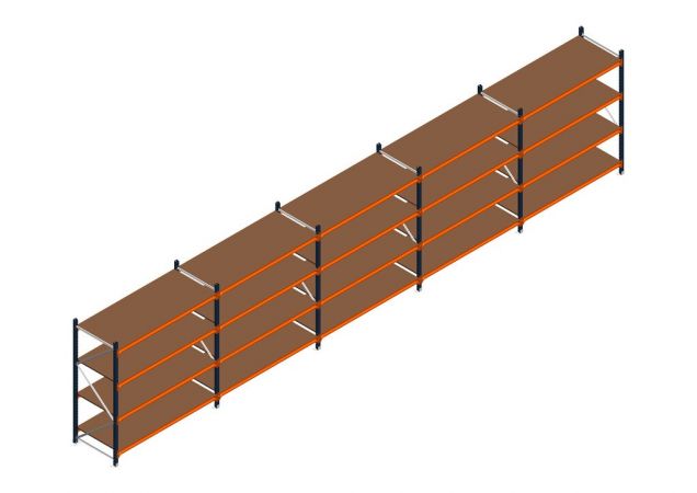 Voordeelrij MP Grootvakstelling 2000x7800x800 hxbxd 4 niveaus RAL2004/5003/Verzinkt 500kg
