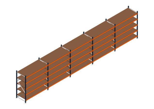 Voordeelrij MP Grootvakstelling 2000x7800x800 hxbxd 5 niveaus RAL2004/5003/Verzinkt 500kg